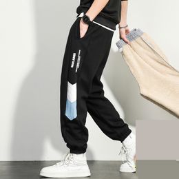 Winter Men's Thicken Fleece Sweatpants New Casual Cotton Warm Joggers Pants Fashion Korean Streetwear Men Black Trousers