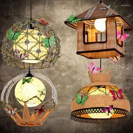 Pendant Lamps Pastoral Rattan Chandeliers Farmhouse Restaurant Homestay Pot Balcony Personalised Decor Lustre Light