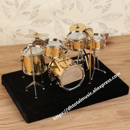 Decorative Objects Figurines Mini Drum Set Miniature Model Drum Set Model Miniature Copper Mini Musical Instrument Model Collection 220928