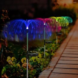 2pcs LED Solar Light Outdoor Fibre Optic Jellyfish Colourful Lamp Colour Changing Garden Ground Lawn Pathway Street Lighting Decor