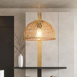 Pendant Lamps Bamboo Light Fixture Retro Rattan Chandelier Bedroom Cafe Restaurant Southeast Asian Japanese Bar