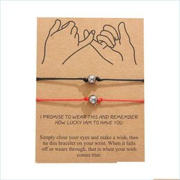 Charm Bracelets 2Pcs/Lot Bead Couple Bracelets Set Braided Jewelry Adjustable Rope Red String Friendship Bracelet Parent-Child Drop D Dhlvm
