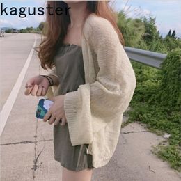 Women's Knits Tees Kaguster Knitted Cardigan women plus size Summer cardigan Sweater Loose Hollow coat kardigan Sweter Cardigans korean top 220929