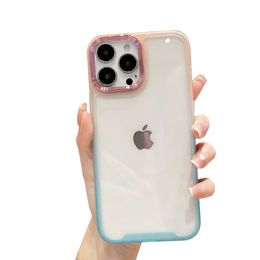 Shockproof Bumper Clear Phone Cases For iPhone 14 Pro Max 14plus 13 11 12 XR XS XR Luxury Gradient 2 in 1 Camera Lens Protection Cover