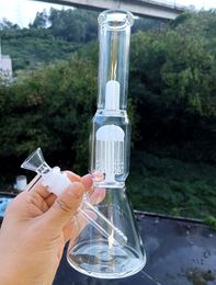 Clear Glass Water Bong Hookahs with Tree Arm Perc Oil Dab Rigs Recyler Beaker Smoking Pipes