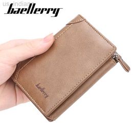 Wallets 2022 New Men Leather Wallet Fashion Zipper Card Holder Thin Leather Solid Coin Purse Multi-card Position Tri-fold Small Wallet L220929