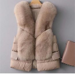 Women's Fur Faux Fur Ladies Fur Vest Women's Short Down Feather Imitation Slim Temperament Jacket 2022 New Autumn Winter Fashion All-matches T220928