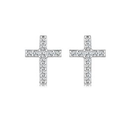 Personalized cross s925 silver stud earrings women small exquisite micro set zircon earrings jewelry accessories