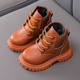 Boots Kids Boys Shoes Autumn Winter Leather Children Fashion Toddler Girls Warm Snow T220928