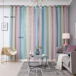 Curtain Tiny Sun Gradient Voile Overlay Star Cut-Out Curtains Mix Design Of Fabric & Tulle Cute Window