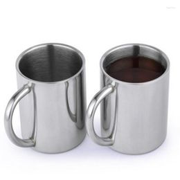 Cups Saucers Double Layer Children's Cup Stainless Steel Water With Cover Kindergarten Coffee Handle Anti Scalding