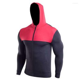 Men's Hoodies Men Quick Dry Cap Hoodie Sweatshirt Sporting Jersey Compress Fitness Tight Rashgard Shirt Gymming Bodybuilding Runs Jacket