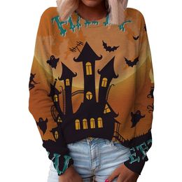 Women's Hoodies Sweatshirts Women Sweatshirts Pumpkin Ghost Printed Costume Halloween Dresses Female Cosplay Festival Clubwear Woman Vintage Tops 220928