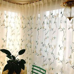 Curtain 1Pc Home Decoration European Style Living Room Curtains Polyester Window Flower Embroidered Tulle