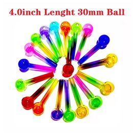 Wholesale Glass Oil Burner Pipe Colourful Pyrex Mini Spoon Hand Tube 4inch Lenght Ball Dia 20mm Tobcco Herb Oils Nails For Dab Rig Glass Bong Smoking Pipes