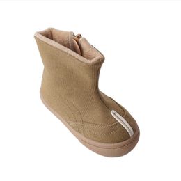 Boots Children High-top Winter Autumn Baby Warm Short With Velvets Girls Fashion Side Zipper Canvas Shoes Boys Soft T220928