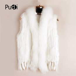 Womens Fur Faux VR001 Natural Real Rabbit Vest With Raccoon Collar Waistcoatjackets Rex Knitted Winter 220929