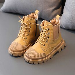 Boots Children's Tepe 2022 Sonbahar Yeni Kız Erkekler Slip Slip Single Dış Kış Moda Kısa Çocuk Ayakkabı H454 T220928