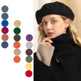 Women Girl Berets Hats Warm Wool Winter Beanie Hat Retro Vintage Plain Beret Solid Colour Elegant Winter Caps BBB15879