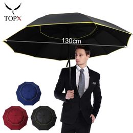 Umbrellas Large 125cm Umbrella Double Layer Folding Windproof Female Car Luxury Men Rain Women Travel Business Portable Parasol 220929