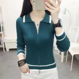 Women's Sweaters Spring Autumn Cardigan For Women Korean Fashion Turn-Down Collar Long Sleeve Sweater Oversize Zippers Top Female Soft