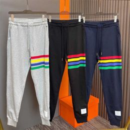 2022 Fashion Tb Thom Men's Shorts Brand Sweatpants Men Spring Autumn Pure Cotton Casual Sports Trousers Loose Stripes Mens Jogger Track Pants