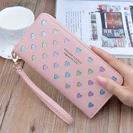 Wallets Korean version of the new wallet ladies long zip large capacity mobile phone bag wild love color hollow pouch L220929