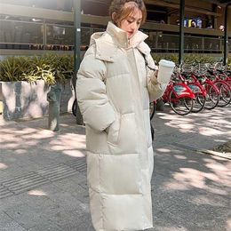 Womens Down Parkas Vielleicht Korean Jacket Women Winter Xlong Parkas Solid Hooded Thicken Warm Female Snow Wear Coat Padded Loose Clothes 220929