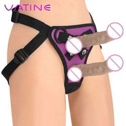 Beauty Items VATINE Strap On Dildos Pants Strapon Realistic Dildo Adjustable Harness Belt With Rings Wearable Penis Panties sexy Shop