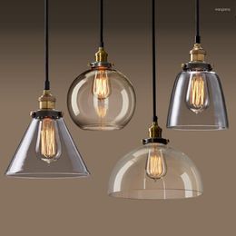 Pendant Lamps Modern Transparent Amber Smoke Gray Restaurant Bar Desk Bedroom Study El Industrial Style Simple Single Head Glass Chandelier