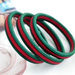 Classic South Korea Hair Accessories Green Red Patchwork Colour Elastic Hair Band Ring Rope Circle Cord Gum Tie Girls Stretchy Scrunchy Ponytail Holder