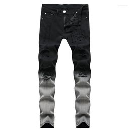 Men's Jeans Men's Men Street Style Hip Hop Gradient Stretch Slim Male Stylish Casual Jogging Straight Denim PantsMen's