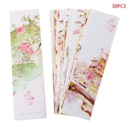 30pcs Creative Chinese Style Paper Bookmarks Painting Cards Retro Beautiful Boxed Bookmark Commemorative Gifts