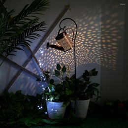 Solar Hollow Kettle Lamp Outdoor Watering Can Fairy Light Garden Decoration Festival Tale Glowing Garland