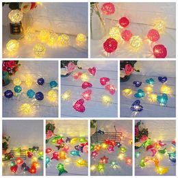 Strings LED Colorful Rattan Light String Creative Holiday Fairy Lamp Ball Heart Star Moon Battery Box Indoor Children Bedroom Christmas