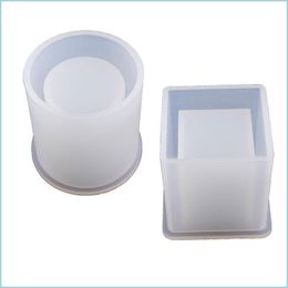 Molds Sile Mold Diy Pen Holder Container Making Mods Brush Pencil Vase Translucent Resin Clay Craft Round Square Drop Delivery 2021 J Dhkwo