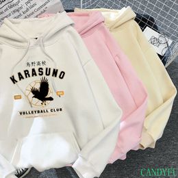 Women's Hoodies Sweatshirts Japanese Anime 90s Hoodie Women Haikyuu Funny Karasuno Fly High Streetwear Winter Fashion Warm Sweatshirts Unisex 220928