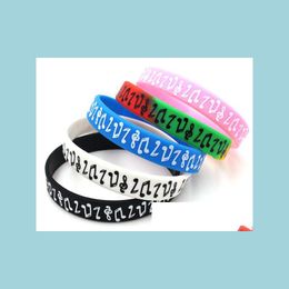 Charm Bracelets Music Notes Sile Rubber Wristband Bracelet Elastic Belt Men Women Fashion Jewelry Accessories Promotion Gifts 5 Color Dhpdi