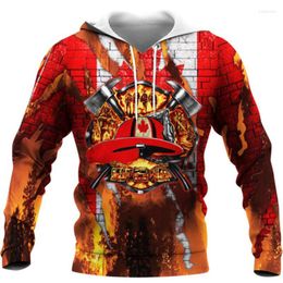 Men's Hoodies Men's & Sweatshirts Men Hoodie Firefighter Badge 3D Printed Long Sleeves Pullover Sweatshirt Unisex Casual Zipper Hooded