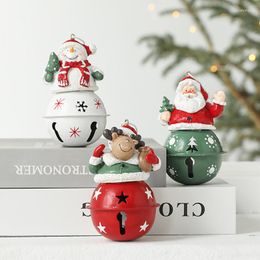 Christmas Decorations Room Decor Iron Bell Tree Pendant Old Man Snowman Doll Nordic Tabletop Ornaments Year Gift