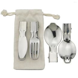 Dinnerware Sets Portable Folding Set Fork Spoon Knives Spork Cutlery Camping Picnic Dinner Outdoor Stainless Steel Tableware