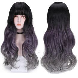 Fashion Gorgeous Women's Long Ombre Wavy Natural Full Wigs Curly Hair Cosplay wig