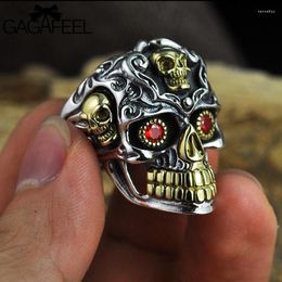 Cluster Rings GAGAFEEL Vintage Cool Open Jewellery Skull Real 925 Sterling Silver Thai For Men Women Fashion Charms Drop Ship