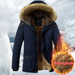 Men's Down 2022Winter Thick Warm Parka Coat Men Fleece Hooded Winter Jacket Military Cargo Jackets Mens Plus Size 8XL Velvet