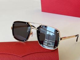 Óculos de sol de designer de aviação para mulheres, armação de metal com ponte dupla exclusiva, gradiente preto azul, lentes quadradas, moda feminina, óculos Carti Santos De Eye, caixa de óculos