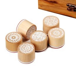 Assorted Retro Vintage Floral Flower Pattern Round Wooden Rubber Stamp Scrapbook DH985