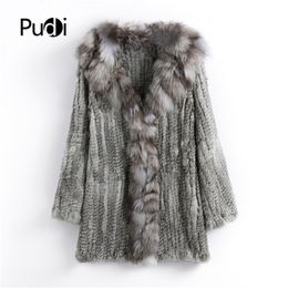 Womens Fur Faux CT903 Pudi Autumn Women Genuine Rabbit Coat With Real Collar Lady Casual Winter Jacket Trench 220929