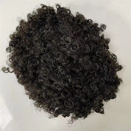 European Virgin Human Hair Replacement # 1b/10 12mm Curl V-Loop 8x10 Full PU Toupee for Men