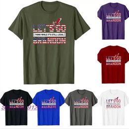 Lets Go Brandon Conservative US Flag T-Shirt Print Men and Women Short-sleeved Tee Clothing 929