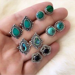 Stud Earrings Trend 5 Pairs Of Jewellery Dazzling Turquoise Bohemian And